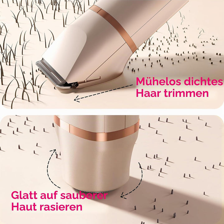 Intimrasierer für Frauen, Rasierer Damen Intimbereich Sanft, 2 in 1 Elektrischer Damenrasierer, Biki