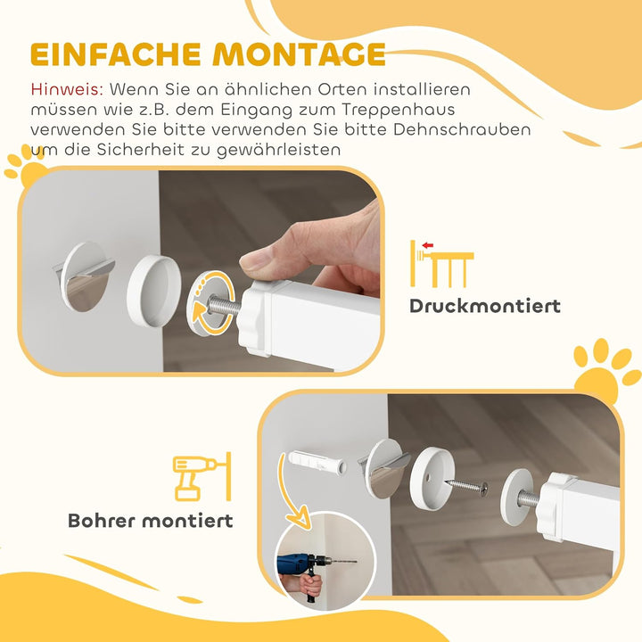 PawHut Türschutzgitter Treppenschutzgitter Hunde Absperrgitter Schutzgitter für Haustier Hundegitter