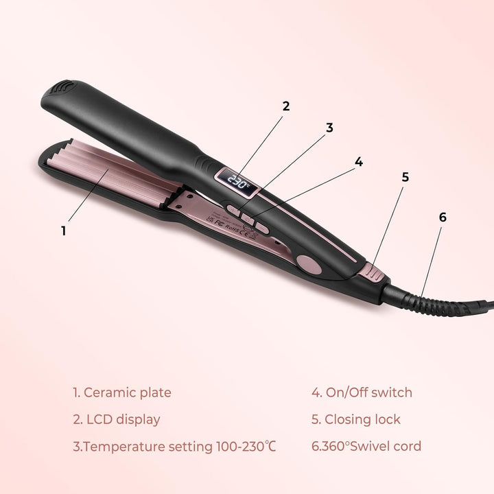 OKWRAP Kreppeisen Für Die Haare, PTC Ceramic Kreppeisen Für Volumizing Haar, Crepe Eisen Haare,krepp