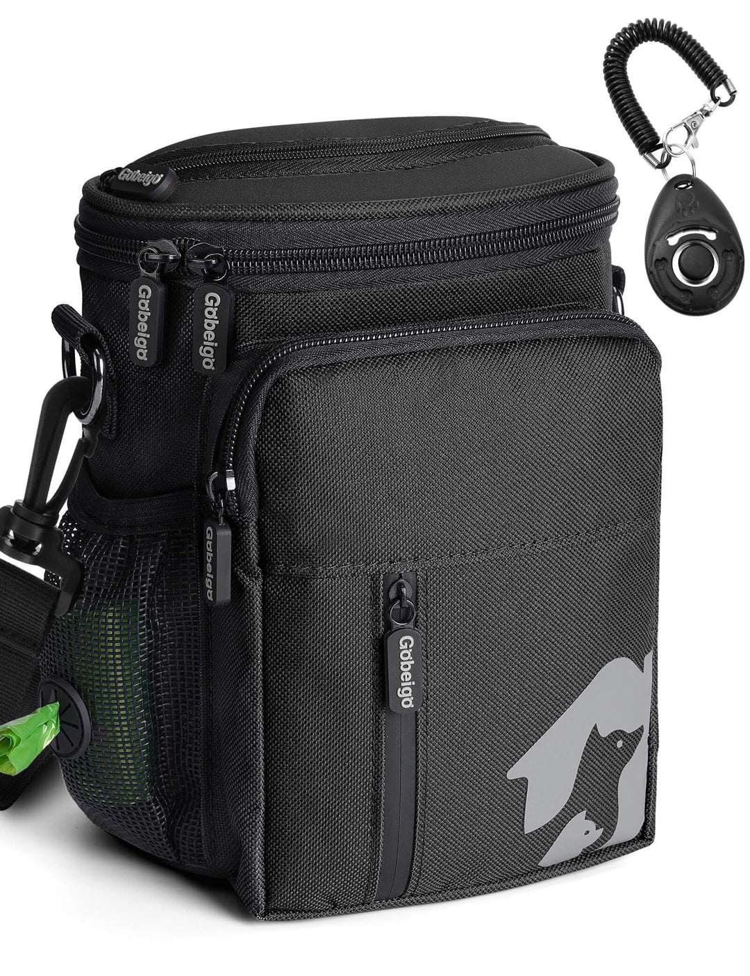 Gobeigo Hundeleckerlis und Trainingsklicker, Gürteltasche mit Kotbeutelspender, Leckerlibeutel zum G