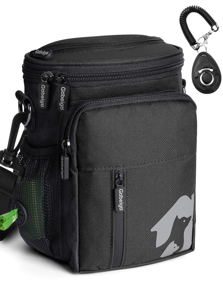 Gobeigo Hundeleckerlis und Trainingsklicker, Gürteltasche mit Kotbeutelspender, Leckerlibeutel zum G