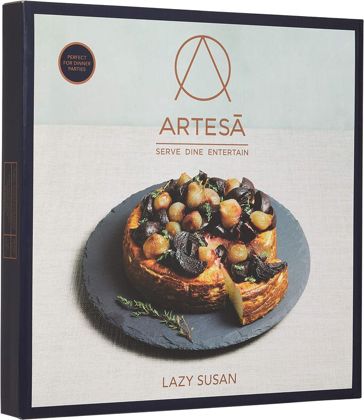 Artesa Lazy Susan mit grossem Schiefer-Drehteller dreht sich um 360 Grad, kann mit Kreide auf der Sc