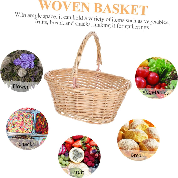 BESPORTBLE Picknick Einkaufskorb Geschenkkorb Obst Und Gemüsekorb Garten Erntekorb Geflochtener Obst