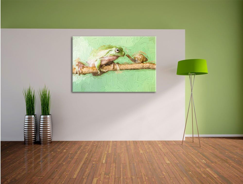 Pixxprint der Frosch und die Schnecke Kunst als Leinwandbild/Grösse: 100x70 / Wandbild/Kunstdruck/fe