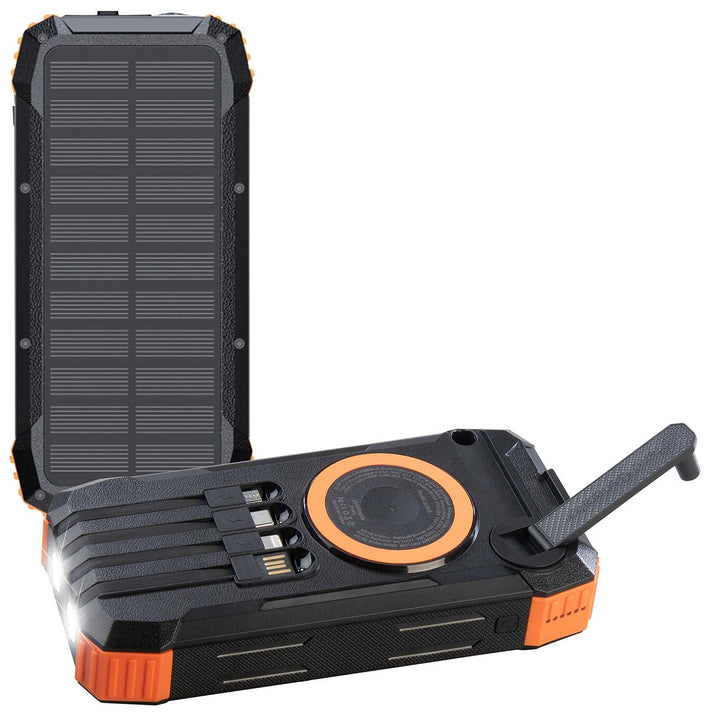revolt Quick-Charge Powerbank: 2er-Set Kurbel-Solar-Powerbanks, 20.000mAh, USB-C PD 20W,Qi-kompatibe