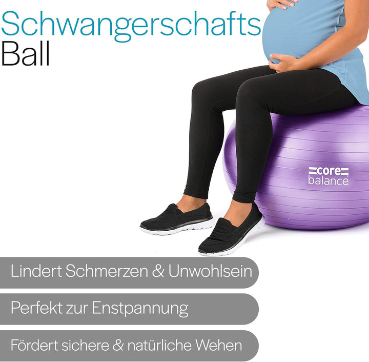 Core Balance Gymnastikball Schwangerschaft – Gymnastikball Gross und Berstsicher für Schwangerschaft