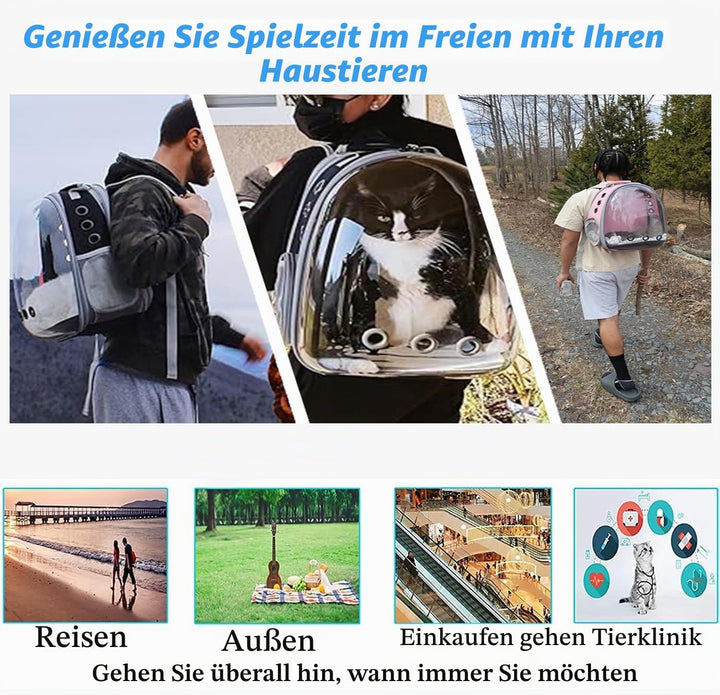 Erweiterbar Katzenrucksack Hunderucksack, Vorderrucksack für Katzen und Kleine Hunde, mit transparen