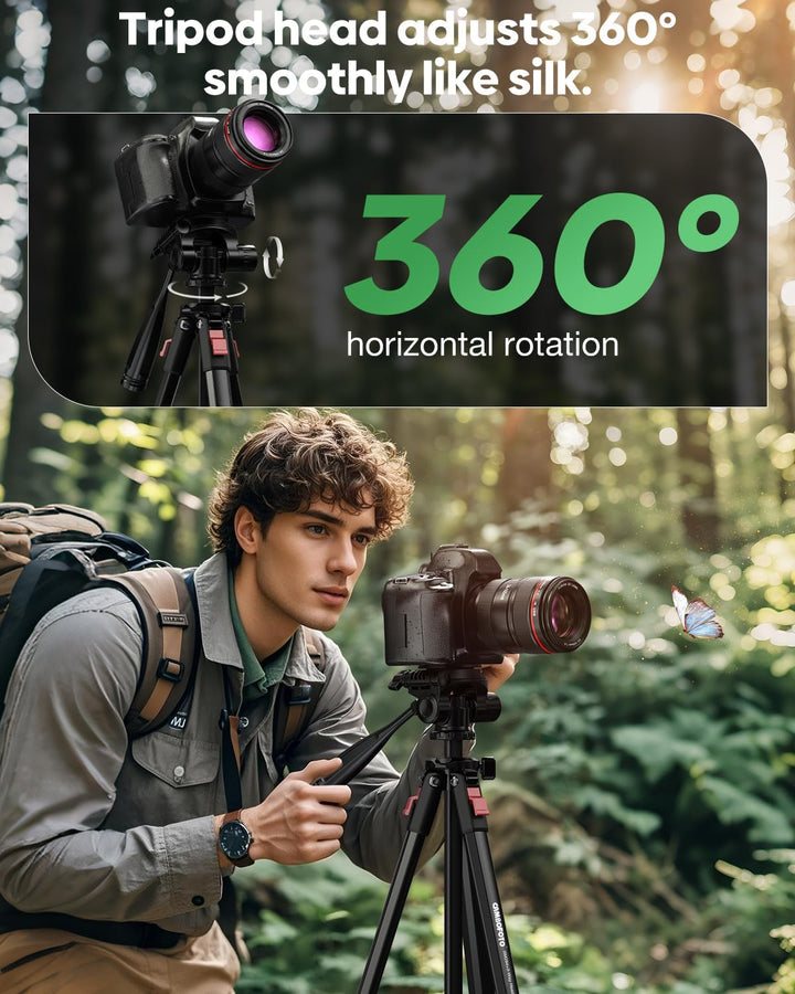 173cm Leichtes Kamerastativ, kompaktes tragbares Aluminium-Reisestativ für DSLR/SLR, kompatibel mit