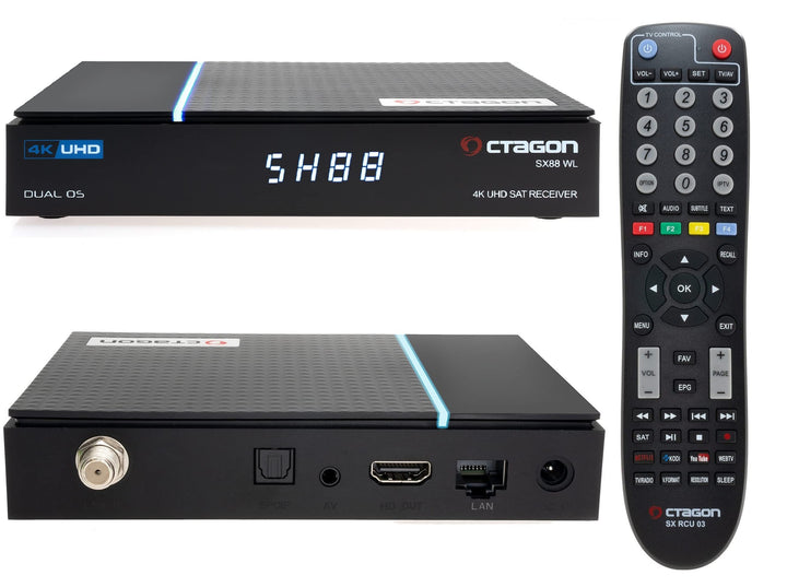 OCTAGON SX88 WL V2 (Version 2) 4K UHD S2+IP 1xDVB-S2 E2 Linux Smart TV Sat Receiver, Multiboot SW: D