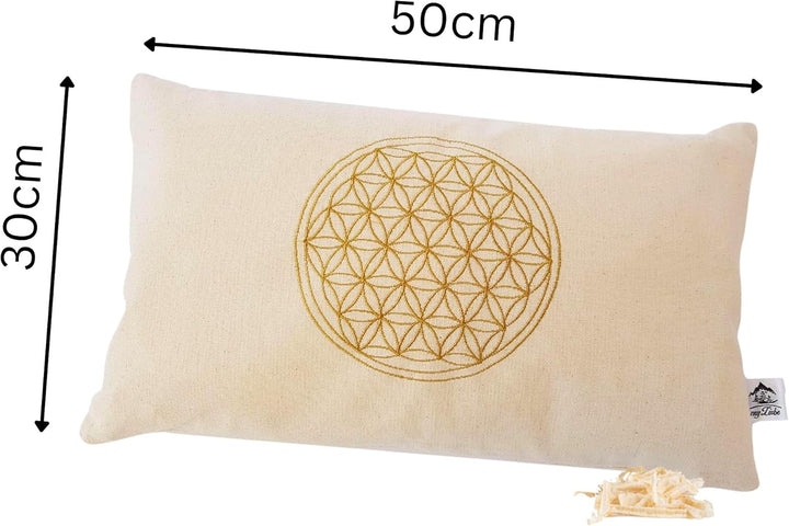 Zirbenkissen Blume des Lebens mit Inlett 30x50 cm befüllt mit Zirbenspänen aus 100% Alpen Zirbenholz