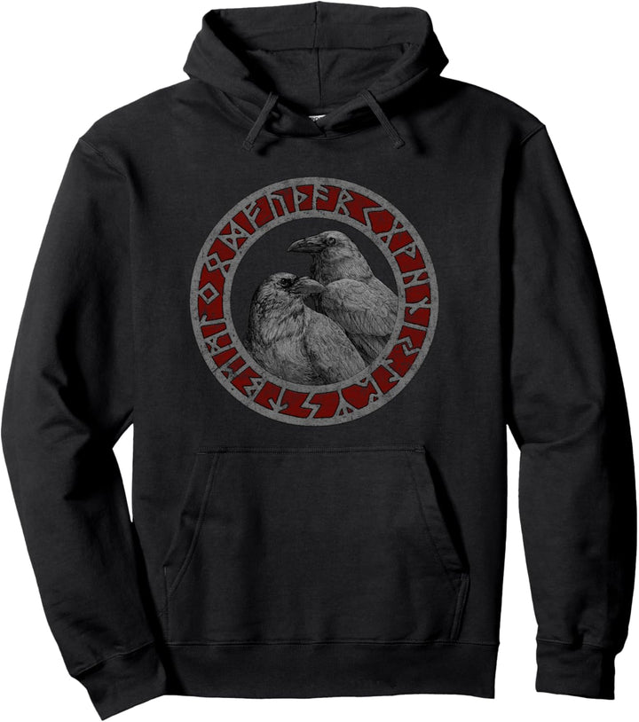 Wikinger Nordische Mythologie l Hugin Munin Vegvisir Runen Pullover Hoodie