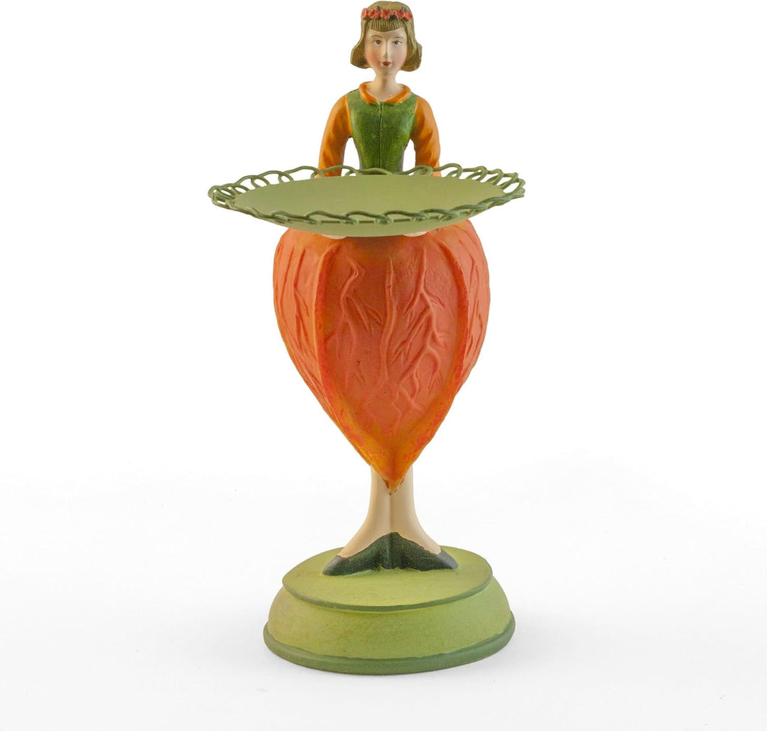 Rosemarie Schulz Dekofigur - Teelichthalter - Blasenkirsche Mädchen mit Kerze, Blasenkirsche Orange