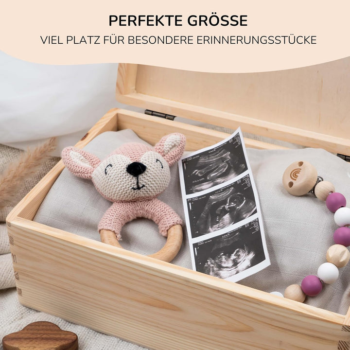 KIDSMOOD - Erinnerungsbox Baby, personalisierte Holzkiste mit Deckel, Ideal zur Aufbewahrung von Eri