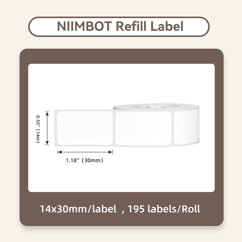 NIIMBOT Thermo Etiketten Selbstklebend, 14 x 30mm Etikettendrucker Thermopapier Kompatibel mit dem D