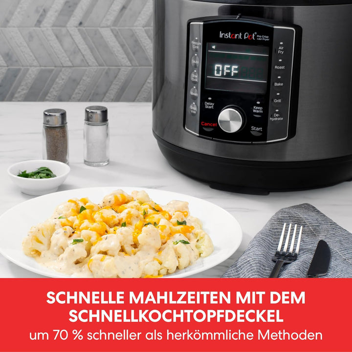 Instant Pot Pro Crisp 11-in-1-Elektro-Multikocher – Schnellkochtopf, Heissluftfritteuse, Slow Cooker