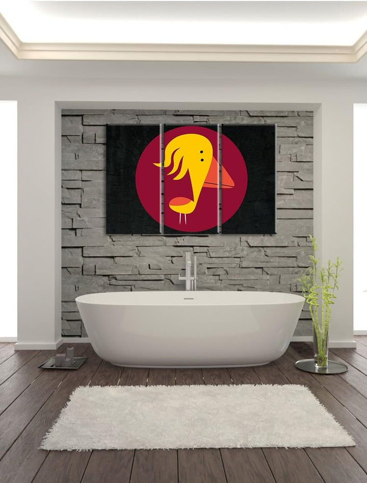 Pixxprint Lustiger Vogel als Leinwandbild/Grösse: 3 Teilig (120x80) cm/Wandbild/Kunstdruck/fertig be