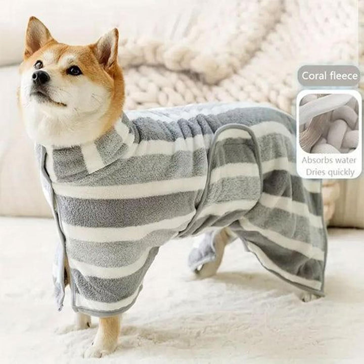 Hundehandtuch – Bademantel für Haustiere und Katzen, Mikrofaser, saugfähig, gestreift, Decke für nac