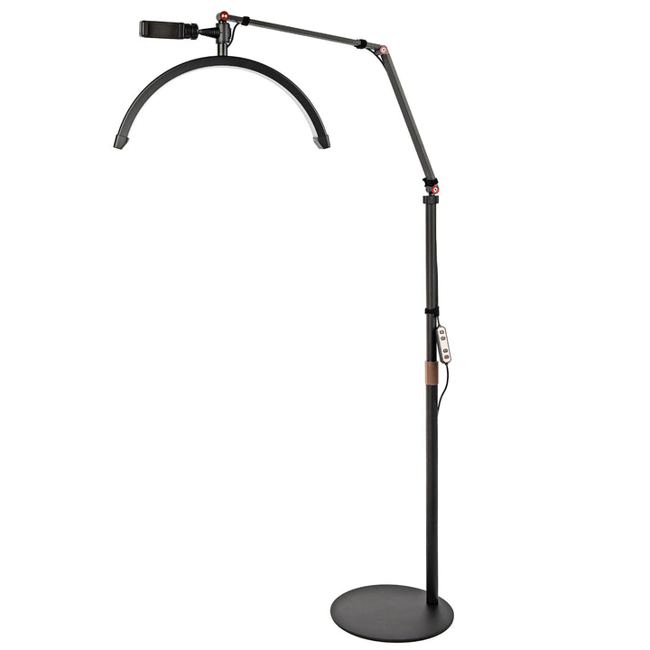 Halbmond-Bodenfülllicht 20W LED Beauty Licht dimmbar 360° drehbar Telefonhalter Stativ HD-M2X Black