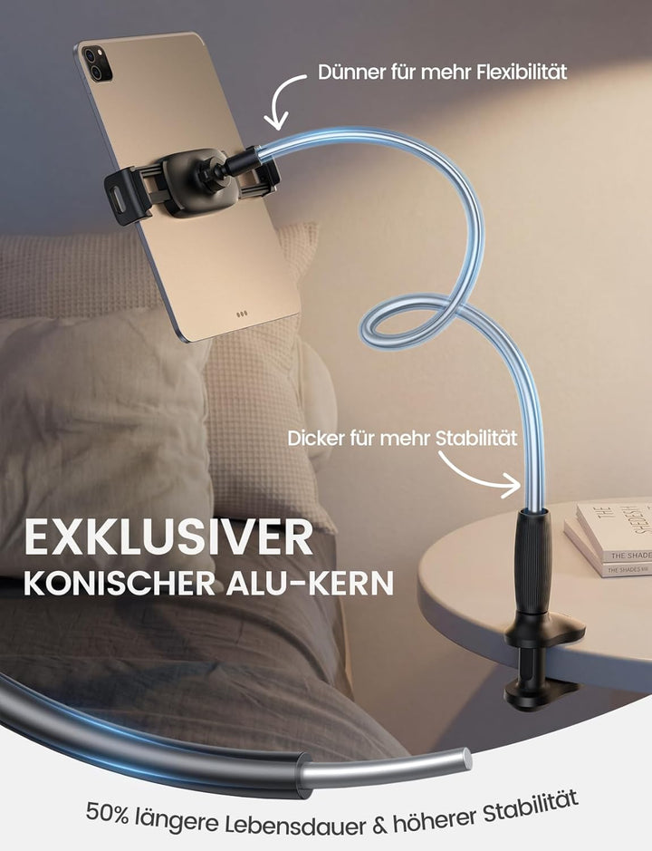 Lamicall Schwanenhals Tablet Halterung Bett - [Stabil unten, Flexibel oben] 85cm Bruchsicher iPad St