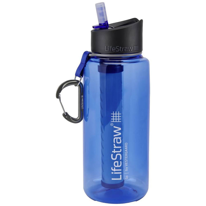 LifeStraw Go Wasserflasche mit Wasserfilter für Reisen, Wandern Blau 1 l., Blau 1 l.