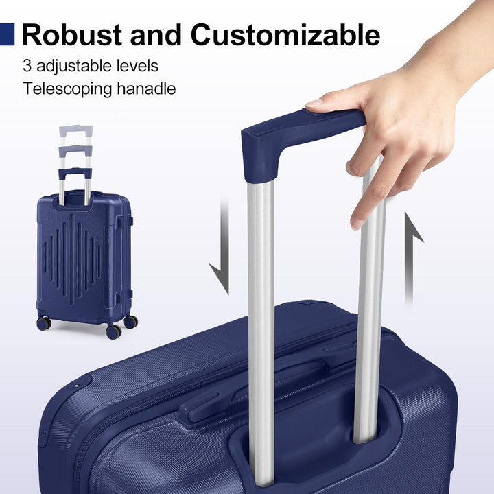 LALAHO Kofferset 3 teilig, Reisekoffer Set, Hartschalen Koffer Set aus ABS, Gepäckset mit Teleskopgr