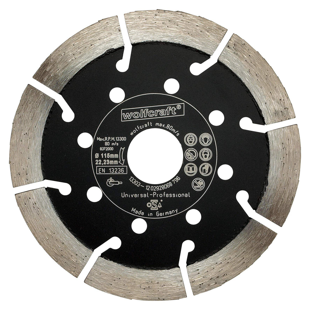 wolfcraft 8372000 Diamant-Trennscheibe "Expert-Universal" Ø 115 mm - für armierten Beton, Granit, Kl
