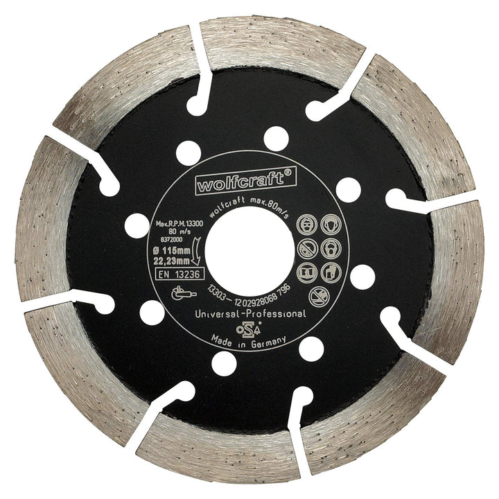wolfcraft 8372000 Diamant-Trennscheibe "Expert-Universal" Ø 115 mm - für armierten Beton, Granit, Kl