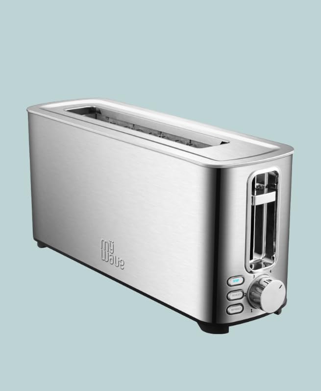 MYWAVE Mwemtos-Il Ceylan 1 Langschlitz Toaster für 2 Scheiben, Stainless Steel, grau