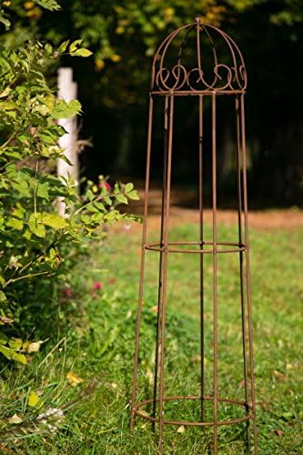 KUHEIGA Rankgerüst Roheisen/Rost Obelisk Rosenhilfe H: 120cm Rankhilfe