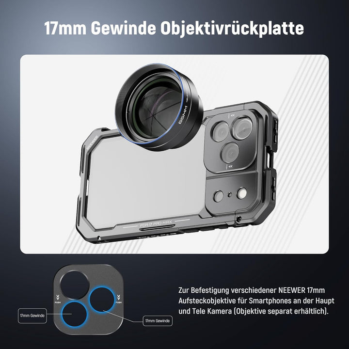 NEEWER Phone Käfig Cage Kompatibel mit iPhone 17 Pro Max, Schnellwechsel Video Rig Handy Stabilisato