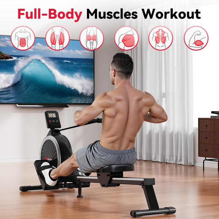 Magnetischer Rudergerät mit 16-stufiger Widerstandseinstellung, geräuscharm unter 30 dB, LCD-Trainin
