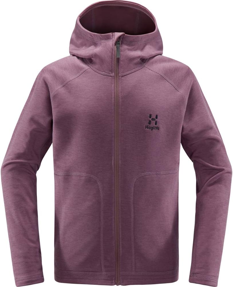 Haglöfs Fleecejacke Kinder Heron Hood wärmend, atmungsaktiv, Stretch beweglich 128 Violett (Purple M