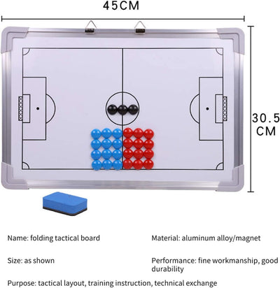 Holzsammlung Profi Coaches Whiteboard Tragbar Taktiktafel für Fussball mit Magnete, Stifte und Radie
