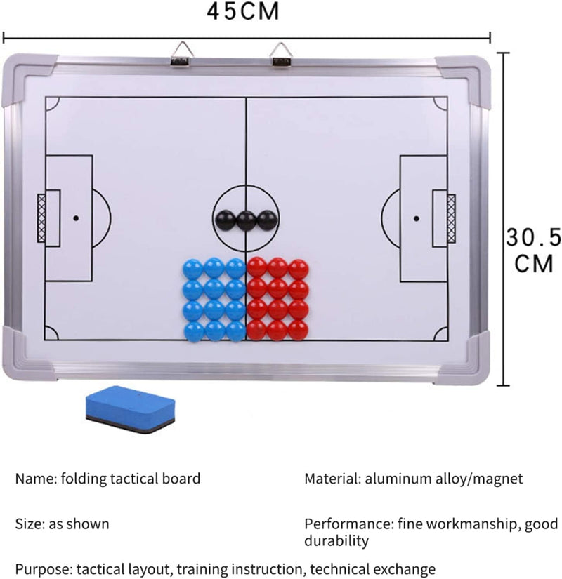 Holzsammlung Profi Coaches Whiteboard Tragbar Taktiktafel für Fussball mit Magnete, Stifte und Radie