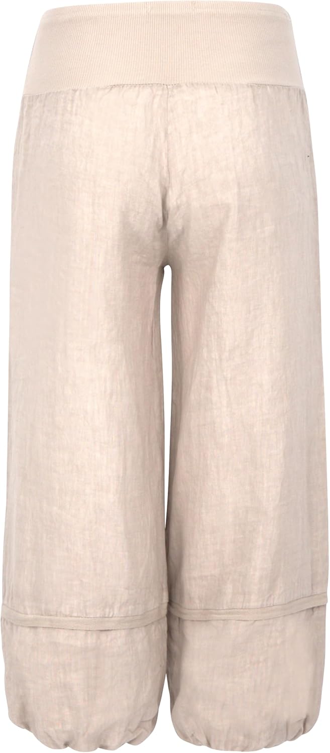 Malito Damen Hose aus Leinen - Stoffhose in Uni Farben - Freizeithose für den Strand - Chino - Capri