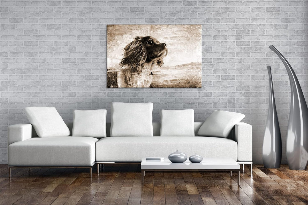 deyoli zauberhafter Hund Format: 80x60 Effekt: Sepia als Leinwandbild, Motiv fertig gerahmt auf Echt