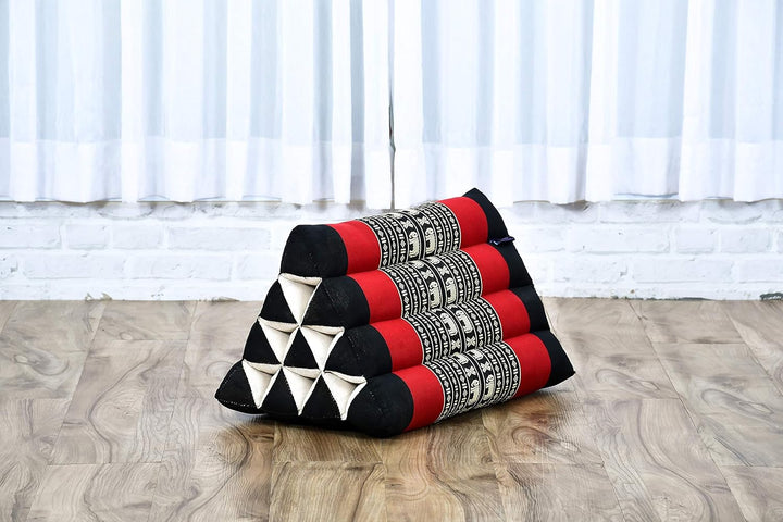 Leewadee Thai Dreieckskissen 50 x 33 x 33 cm - Feste Kapok Rückenstütze für Lesen, Bett, Sofa & Bode