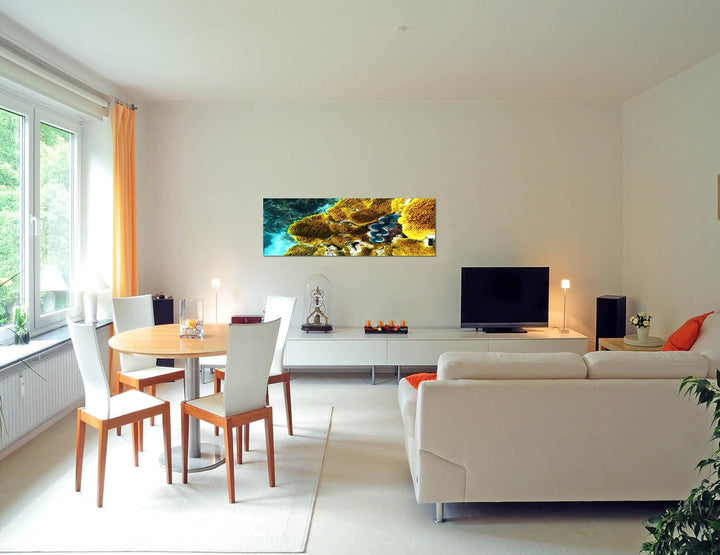 Paul Sinus Art Panoramabild auf Leinwand und Keilrahmen 120x40cm Australien Ozean Korallenriff Unter