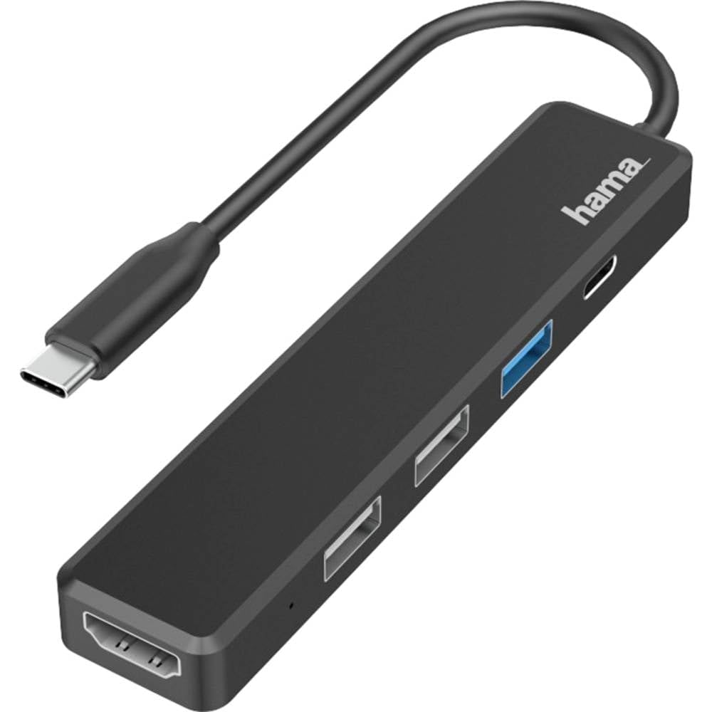 Hama USB C Hub, 5 Anschlüsse (USB C Adapter mit 480 Mbit/s High Speed, HDMI Splitter für 4K Qualität