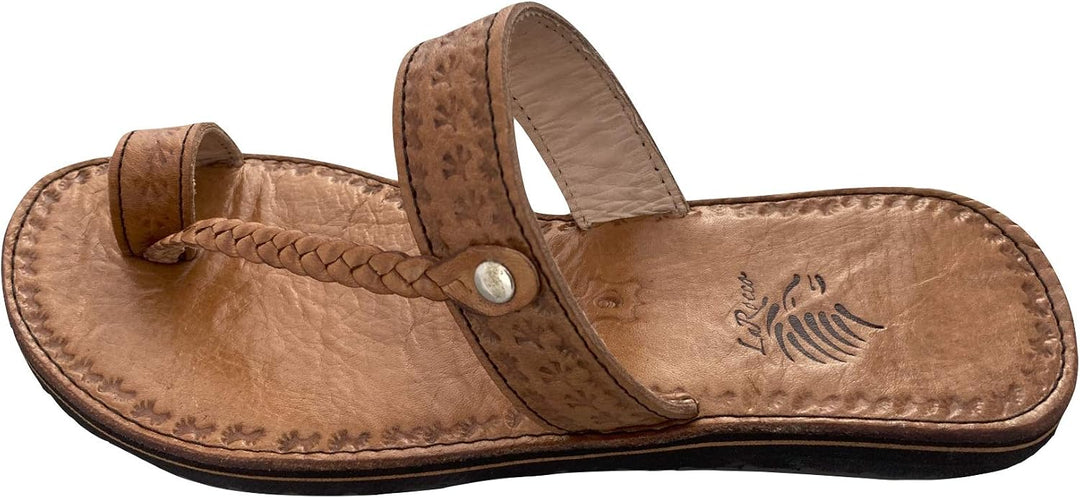LaRocco Ledersandalen Zehenring Zehentrenner Zehenschlaufe Echtleder Sandalen 17.a.b.w 36 EU Beige,
