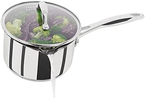 Stellar 7000 Profile ø16 cm Stielkasserolle mit Deckel | 1,6 l Kochtopf klein, unbeschichtet | Milch
