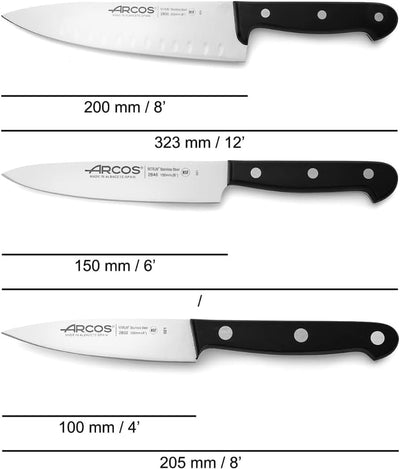 Arcos Universal Küchenmesser-Set, Stainless Steel, Schwarz, 3