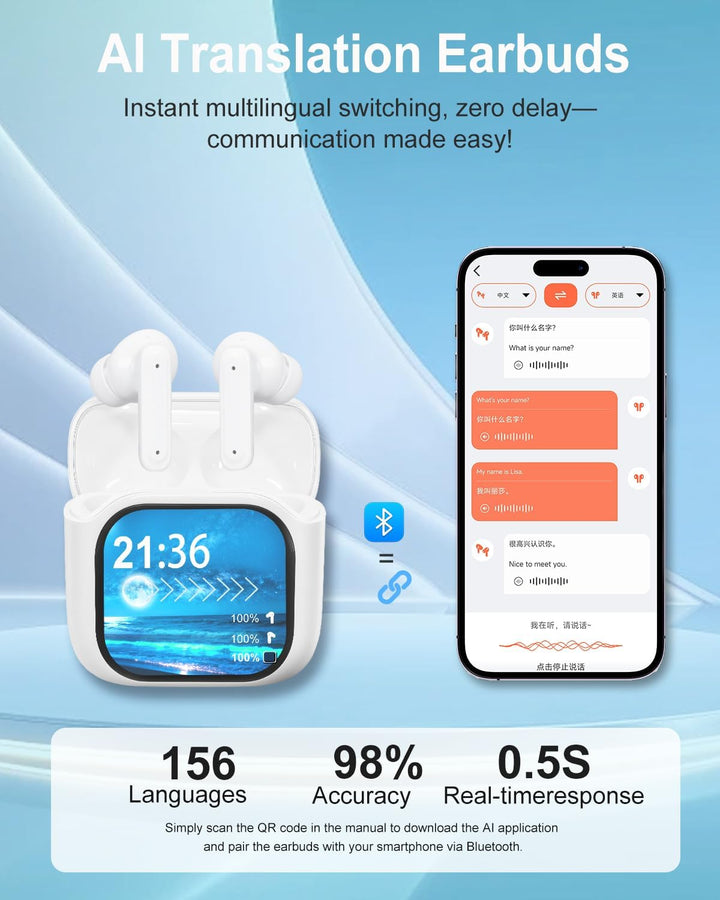 KI Übersetzer Kopfhörer, 3-in-1 Übersetzungskopfhörer in Echtzeit, Bluetooth 5.4 Sprachübersetzer 15