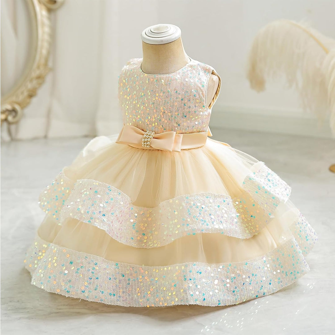 Miipat Baby Mädchen Kleid Prinzessin Tüll Pailletten Partykleid Ärmellos Tutu Blumenmädchenkleider f