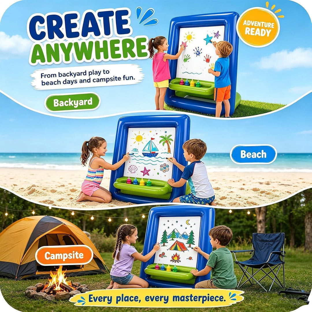 Inflatable Washable PVC Art Easel | Washable Reusable PVC Creative Coloring | Paint Station Drawing