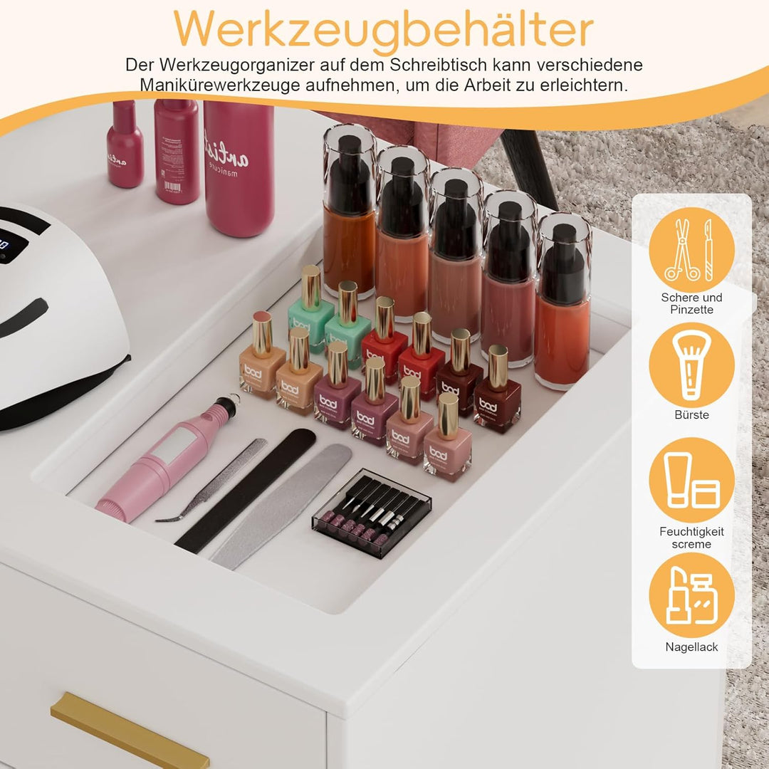 Maniküre Tisch Nageltisch mit Absaugung &amp; 2 Staubsaugerbeuteln, Professionelle Nagelstudio Tisch, Sc
