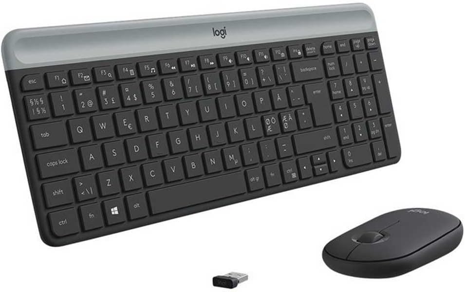 Logitech MK470 Slim Combo Kabelloses Tastatur-Maus-Set, 2.4 GHz Verbindung via Nano-USB-Empfänger, 1