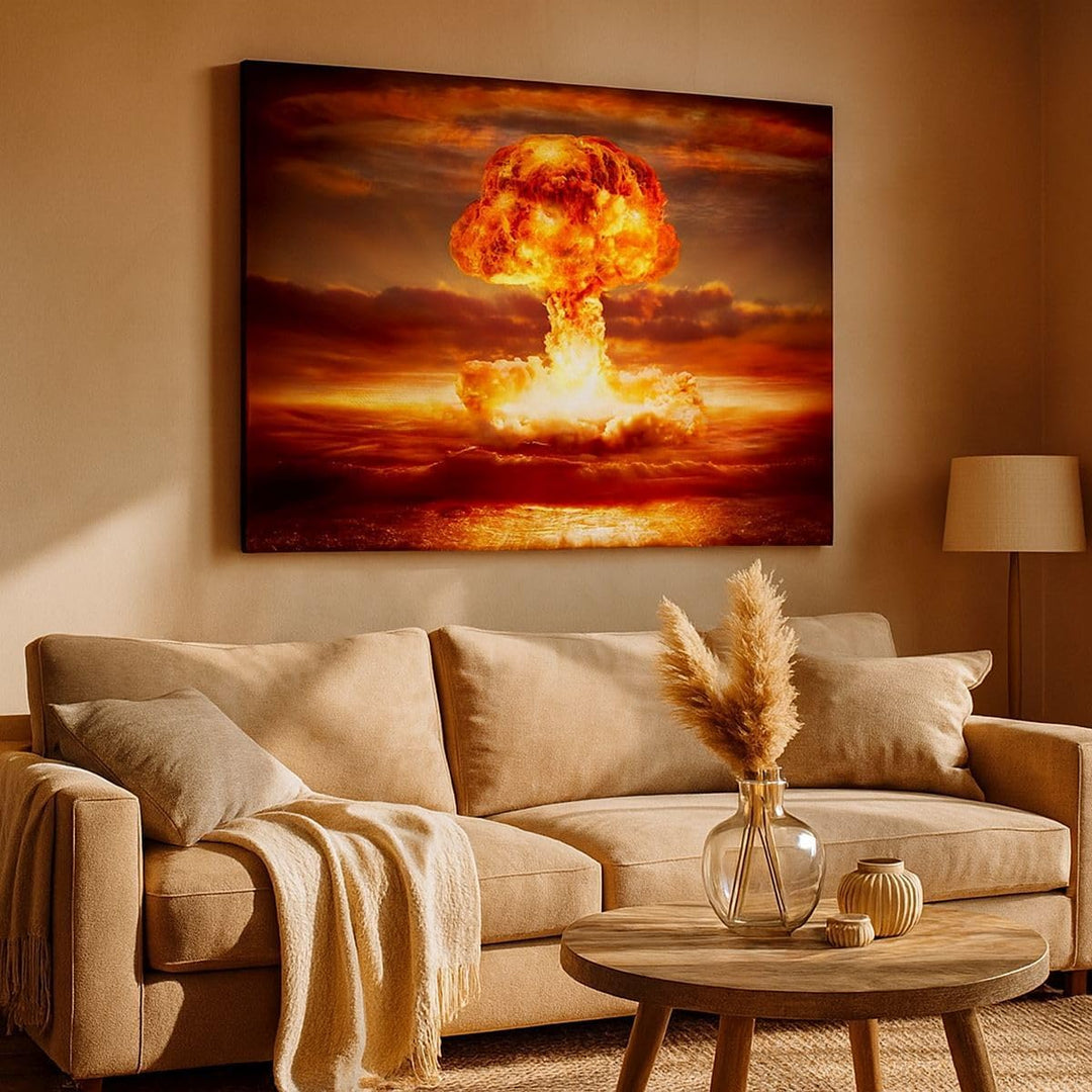 Bilder auf Leinwand Krieg Atombombe Pilz Apokalypse Leinwandbild 70x50cm Wandbilder Dekoration Wohnz