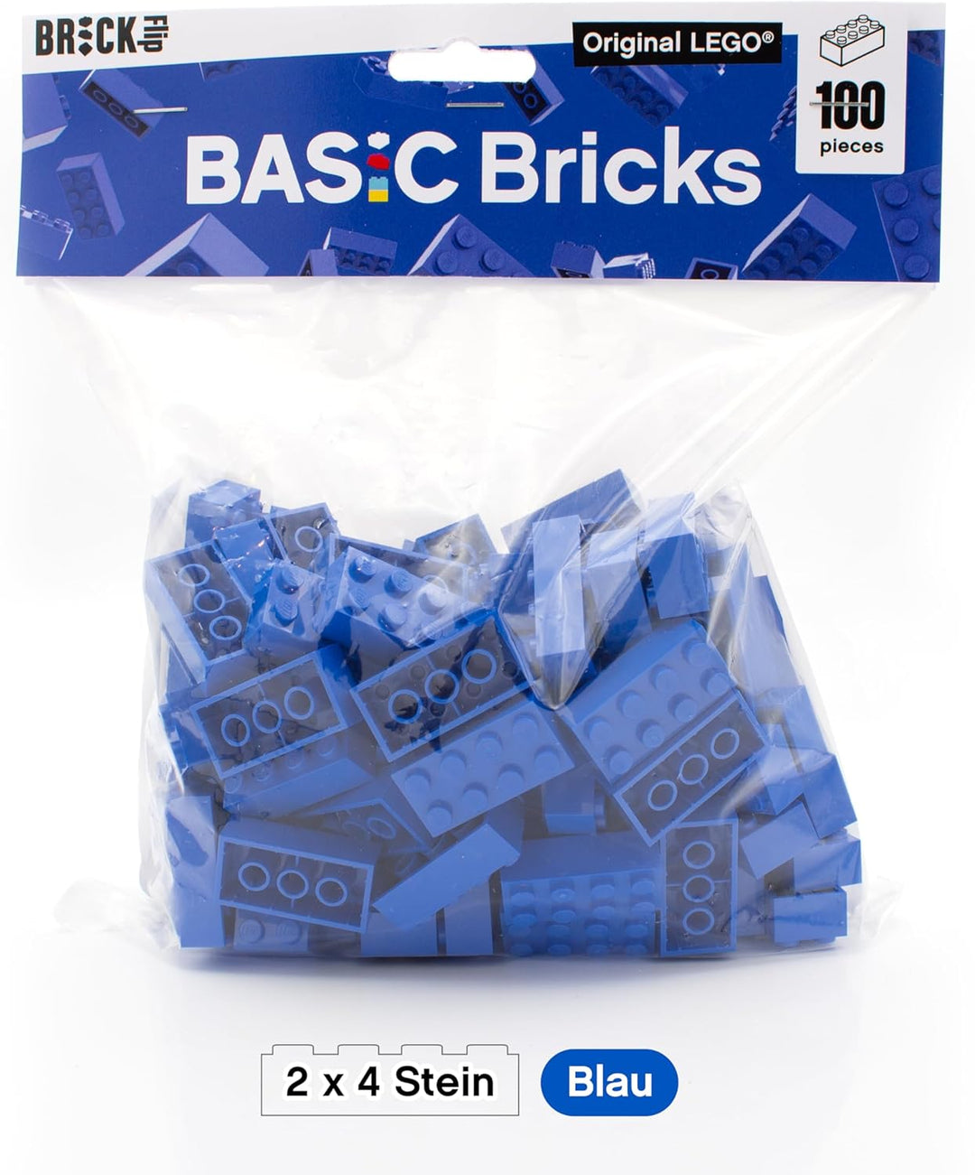 Lego Steine Classic, Blau, 2x4 Bausteine, 100 Stück - Einzelteile Starterset oder Erweiterung für Le