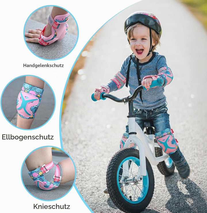 BOSONER Knieschoner Kinder Schoner Inliner Protektoren: 6er Set Schützer Inline Skates Knie Und Elle